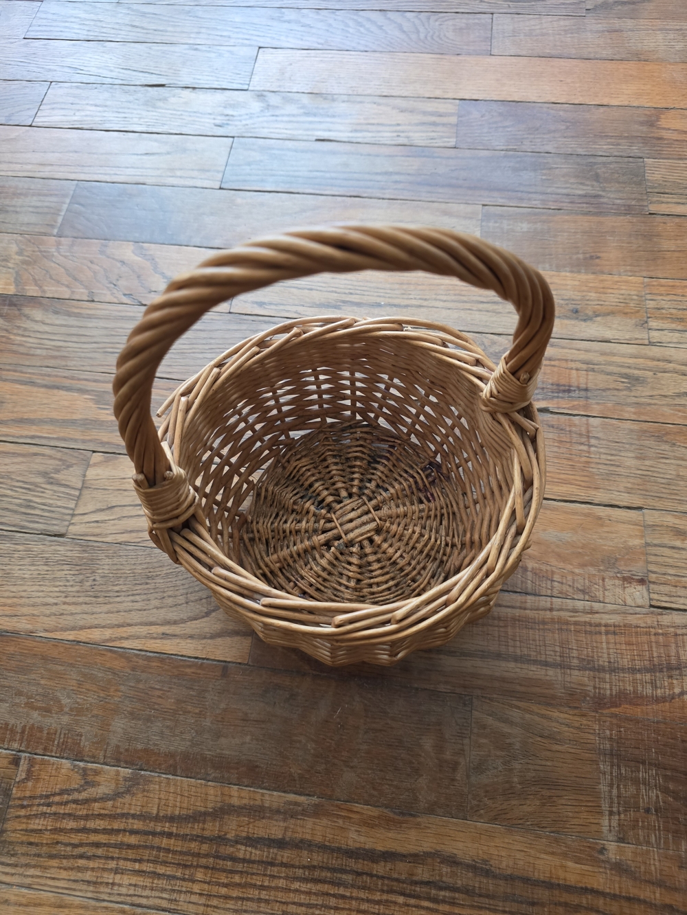 Handwoven Brown Wicker Basket with Handle